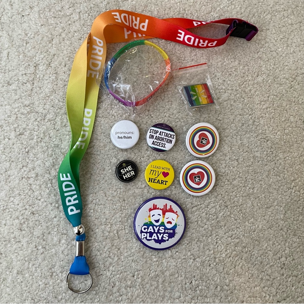 Pride LGBTQ+ Rainbow Lanyard, Bracelet, Pin, and Buttons